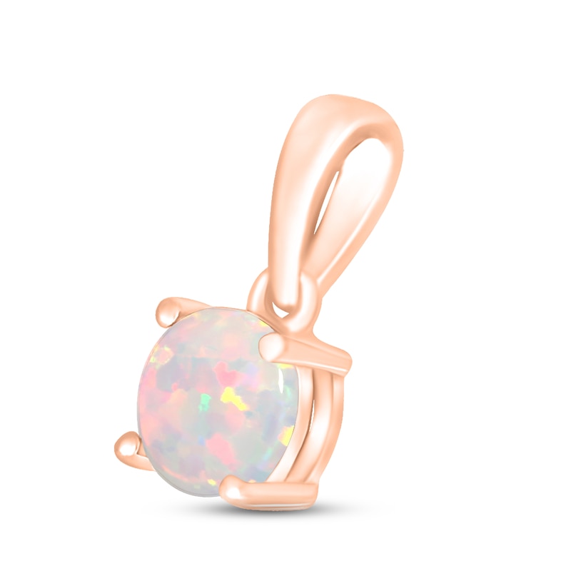 Main Image 2 of Lab-Created Opal Birthstone Pendant 10K Rose Gold