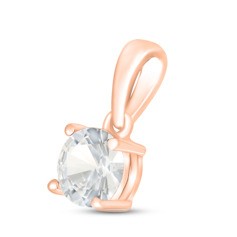 Main Image 2 of White Lab-Created Sapphire Birthstone Pendant 10K Rose Gold