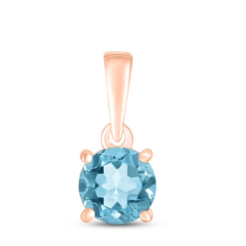 Swiss Blue Topaz Birthstone Pendant 10K Rose Gold
