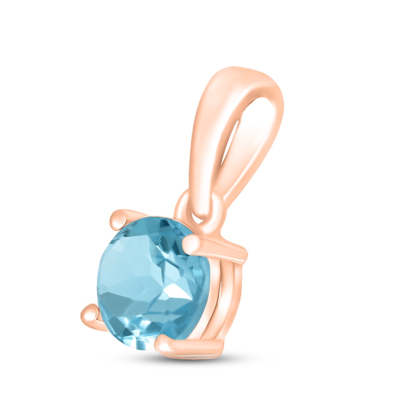 Swiss Blue Topaz Birthstone Pendant 10K Rose Gold