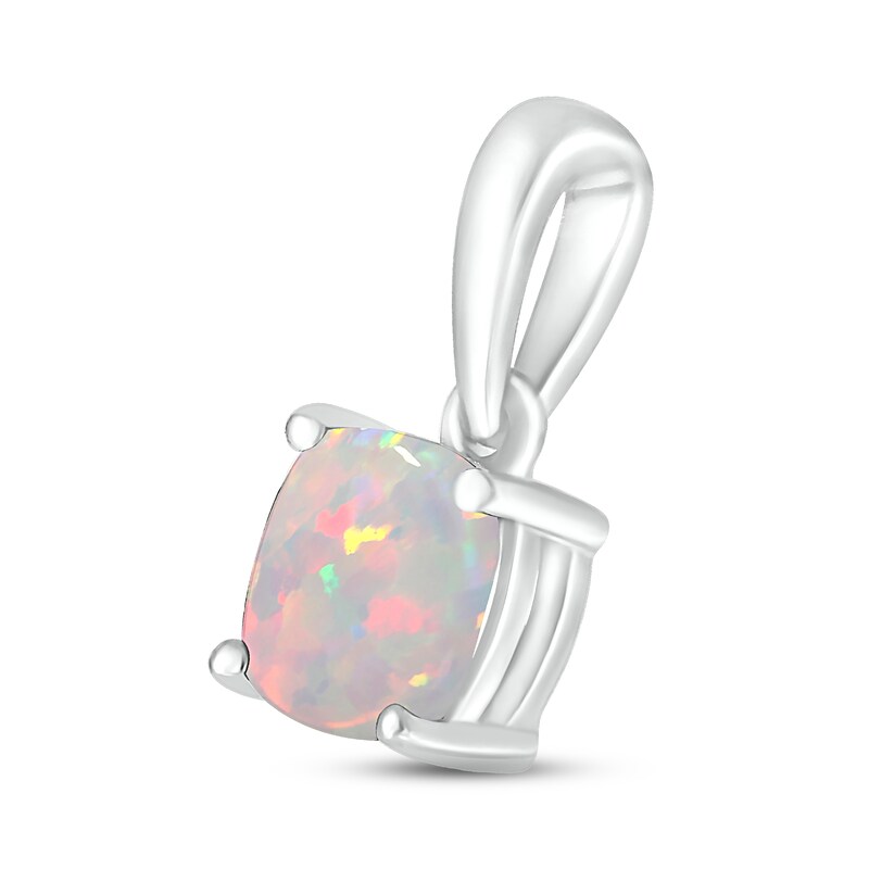 Lab-Created Opal Birthstone Pendant Sterling Silver
