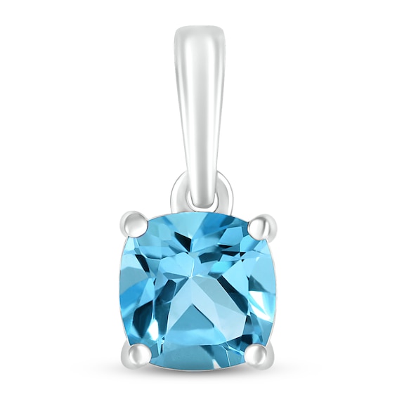 Swiss Blue Topaz Birthstone Pendant Sterling Silver