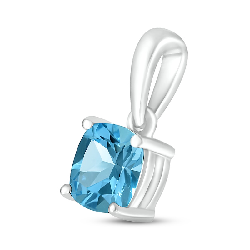 Main Image 2 of Swiss Blue Topaz Birthstone Pendant Sterling Silver