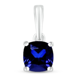Blue Lab-Created Sapphire Birthstone Pendant 10K White Gold