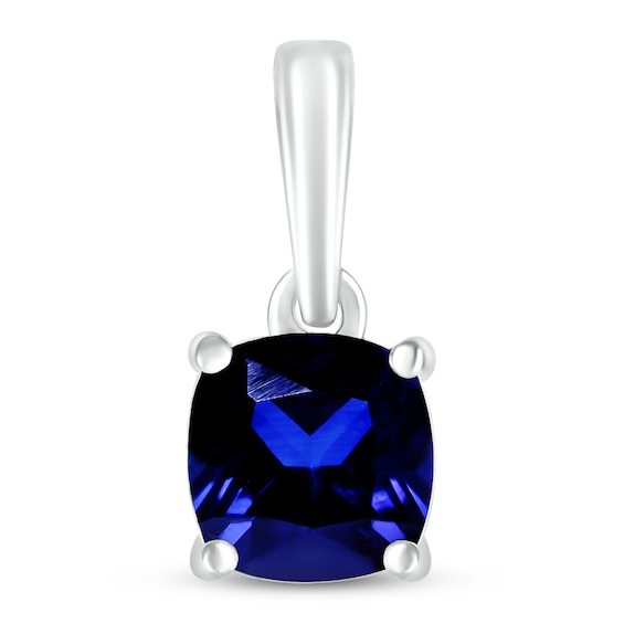 Blue Lab-Created Sapphire Birthstone Pendant 10K White Gold