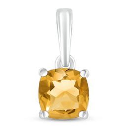 Citrine Birthstone Pendant 10K White Gold