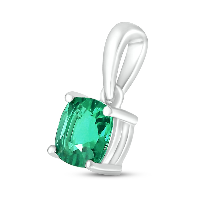 Lab-Created Emerald Birthstone Pendant 10K White Gold