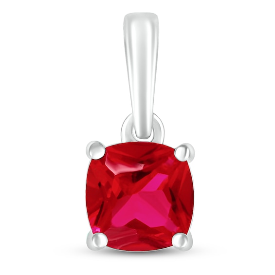 Lab-Created Ruby Birthstone Pendant 10K White Gold