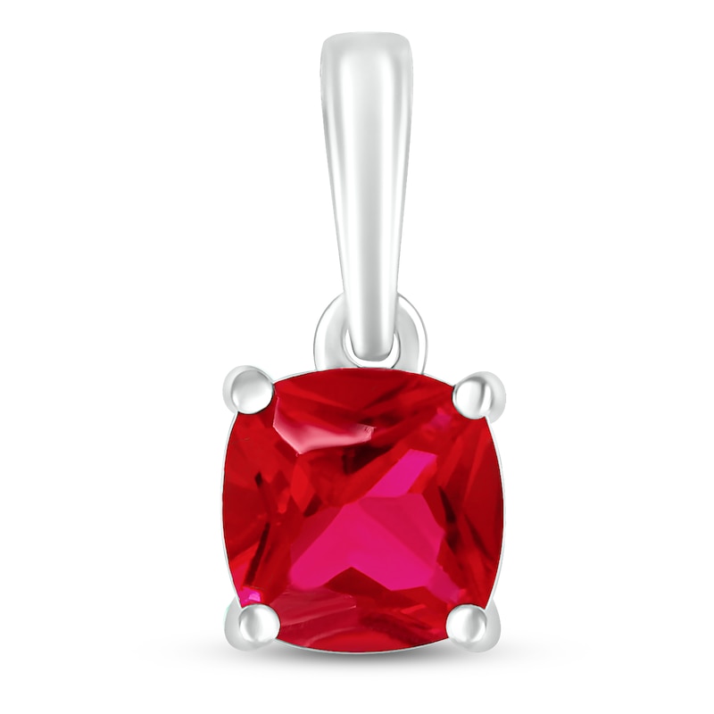 Main Image 1 of Lab-Created Ruby Birthstone Pendant 10K White Gold
