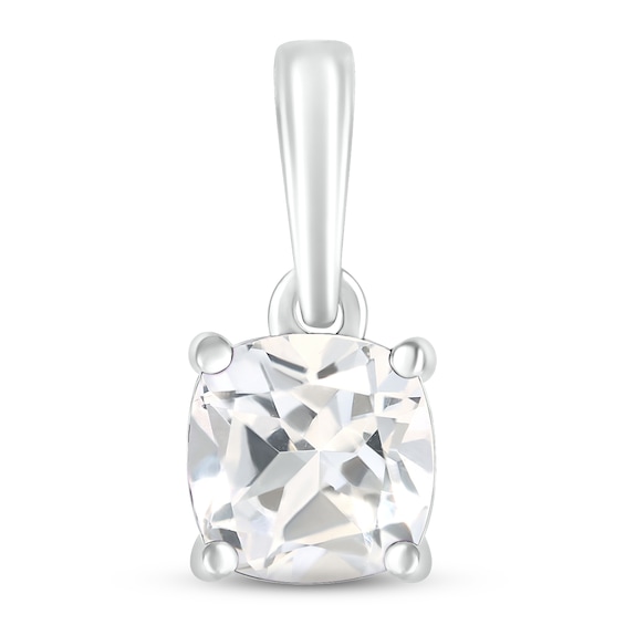 White Lab-Created Sapphire Birthstone Pendant 10K White Gold