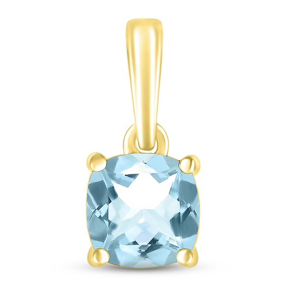 Aquamarine Birthstone Pendant 10K Yellow Gold