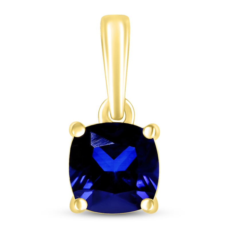 Main Image 1 of Blue Lab-Created Sapphire Birthstone Pendant 10K Yellow Gold