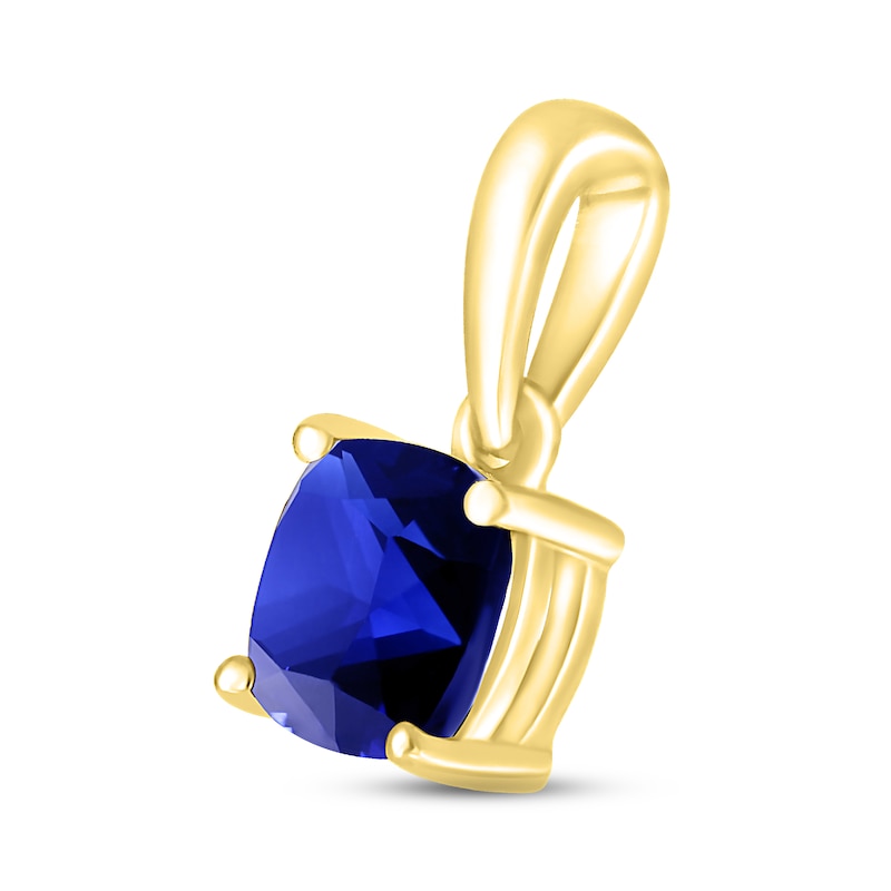 Blue Lab-Created Sapphire Birthstone Pendant 10K Yellow Gold