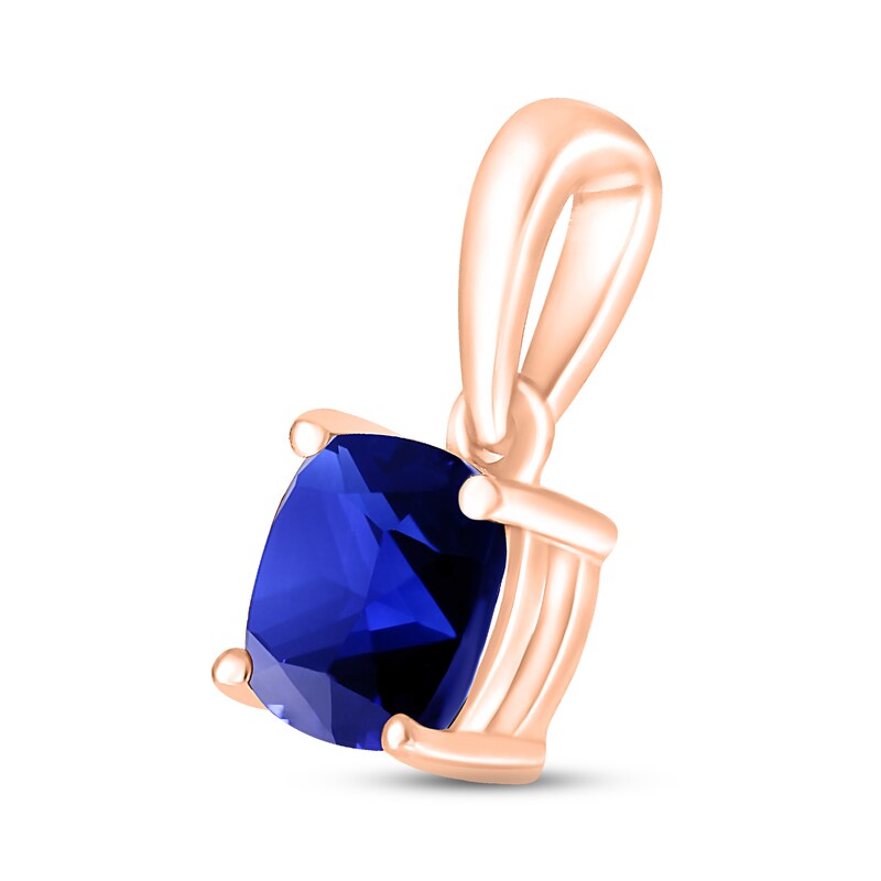 Main Image 2 of Blue Lab-Created Sapphire Birthstone Pendant 10K Rose Gold