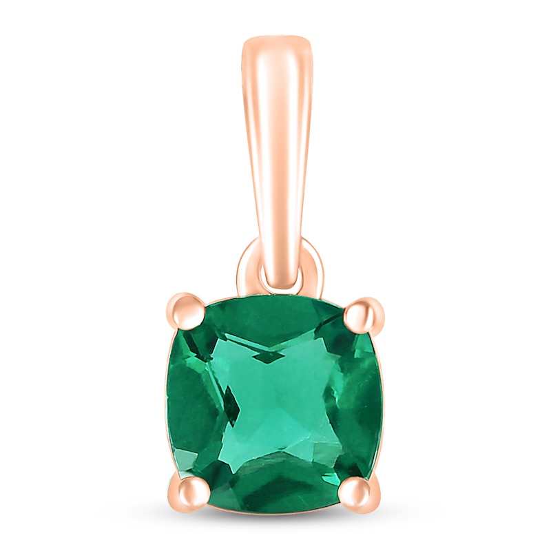 Lab-Created Emerald Birthstone Pendant 10K Rose Gold