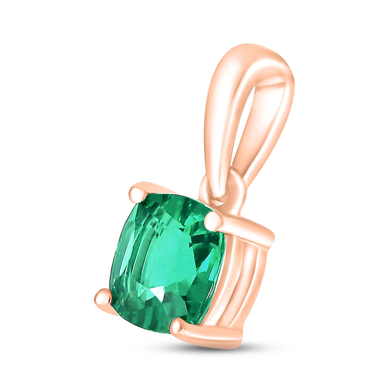 Lab-Created Emerald Birthstone Pendant 10K Rose Gold