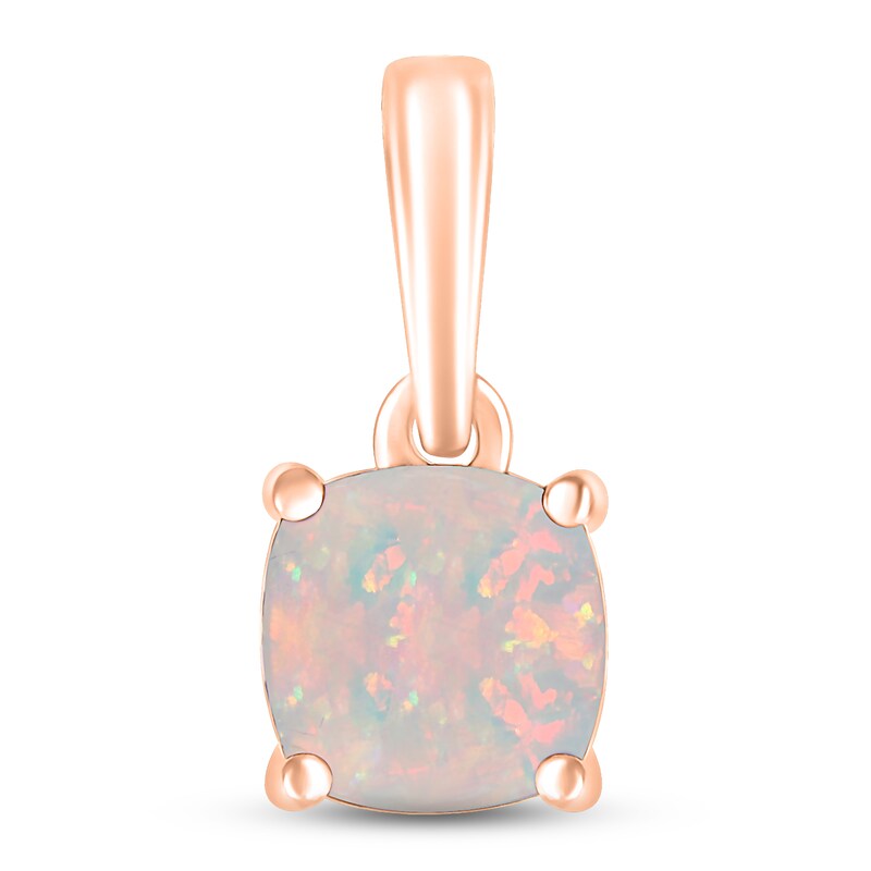 Main Image 1 of Lab-Created Opal Birthstone Pendant 10K Rose Gold