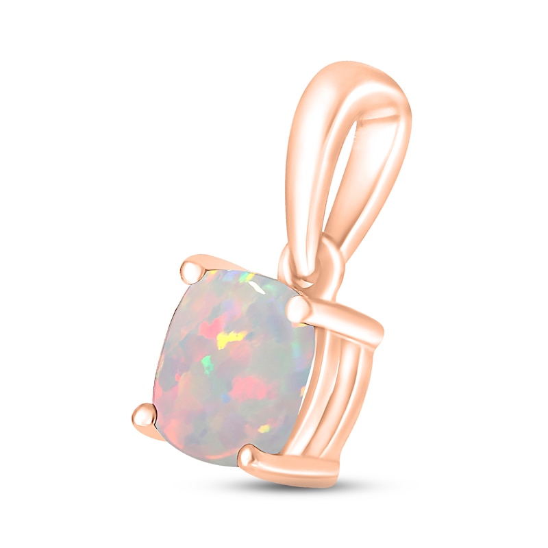 Main Image 2 of Lab-Created Opal Birthstone Pendant 10K Rose Gold