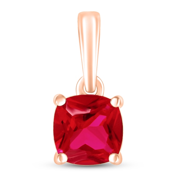 Lab-Created Ruby Birthstone Pendant 10K Rose Gold
