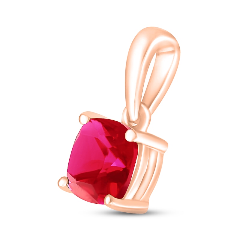 Main Image 2 of Lab-Created Ruby Birthstone Pendant 10K Rose Gold