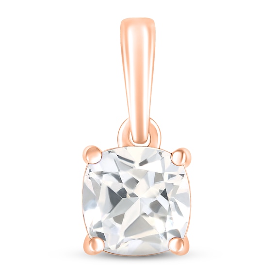 White Lab-Created Sapphire Birthstone Pendant 10K Rose Gold