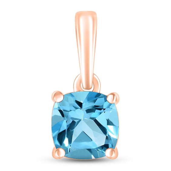 Swiss Blue Topaz Birthstone Pendant 10K Rose Gold