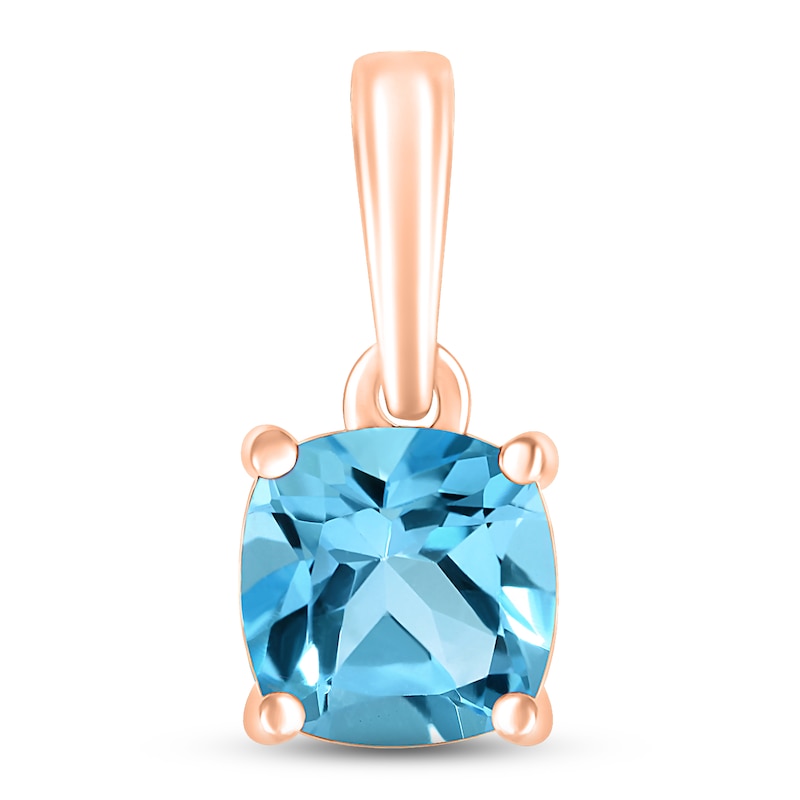 Main Image 1 of Swiss Blue Topaz Birthstone Pendant 10K Rose Gold