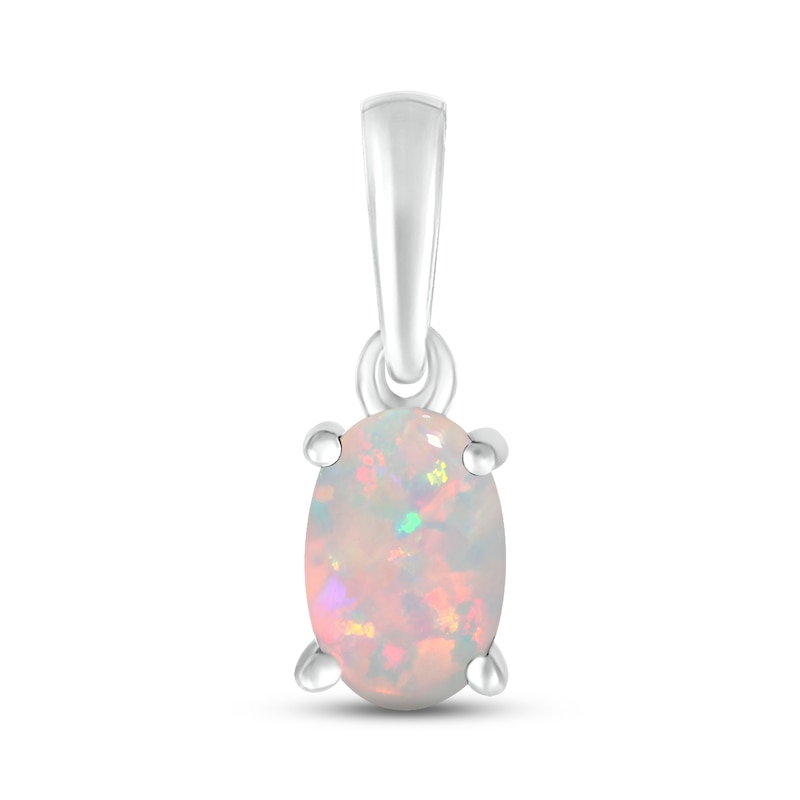 Main Image 1 of Lab-Created Opal Birthstone Pendant Sterling Silver