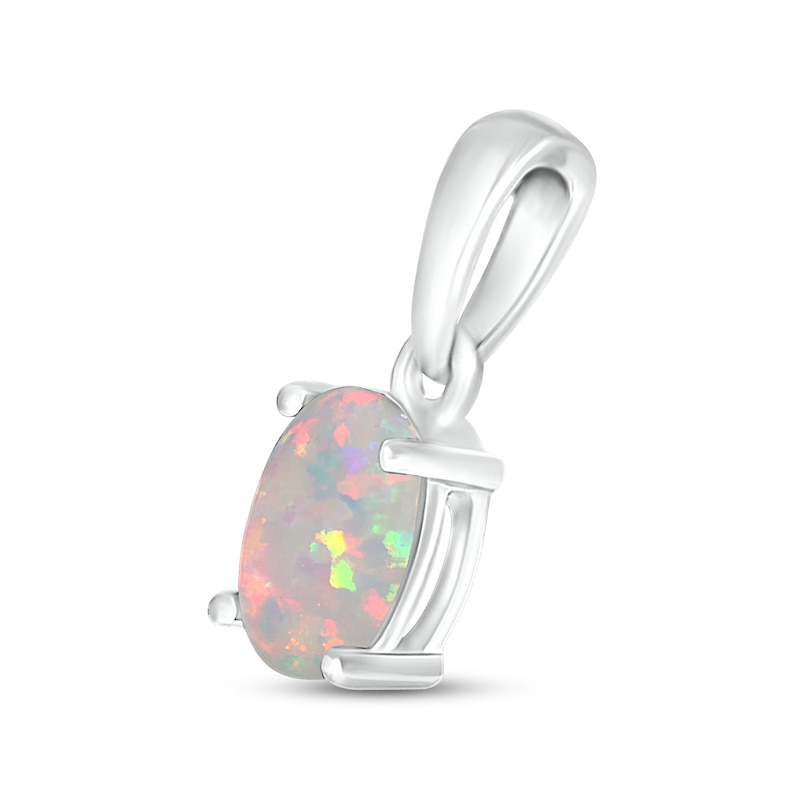 Main Image 2 of Lab-Created Opal Birthstone Pendant Sterling Silver