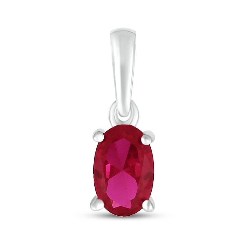 Main Image 1 of Lab-Created Ruby Birthstone Pendant Sterling Silver