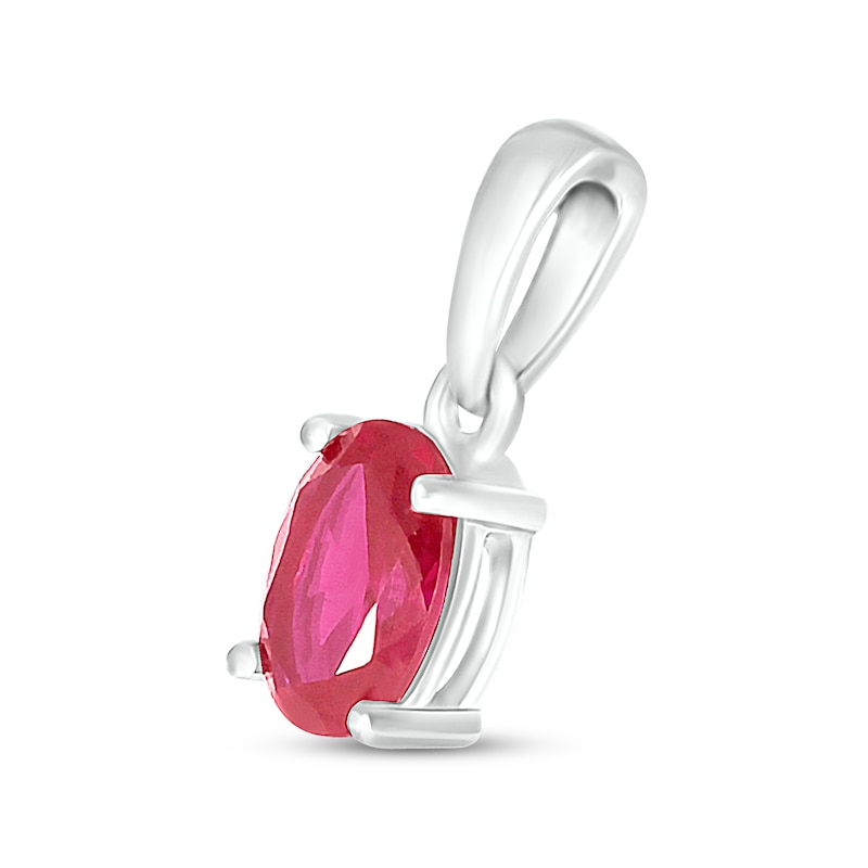 Main Image 2 of Lab-Created Ruby Birthstone Pendant Sterling Silver