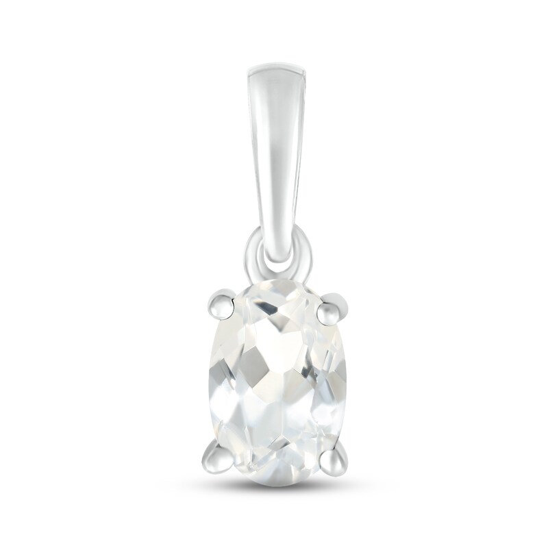 Main Image 1 of White Lab-Created Sapphire Birthstone Pendant Sterling Silver