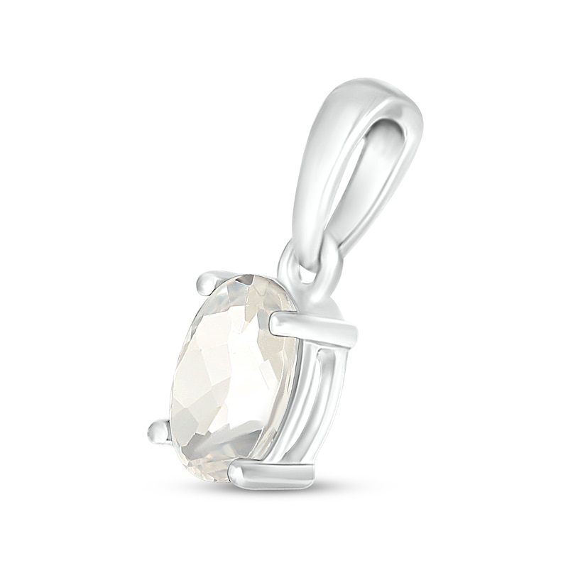 Main Image 2 of White Lab-Created Sapphire Birthstone Pendant Sterling Silver