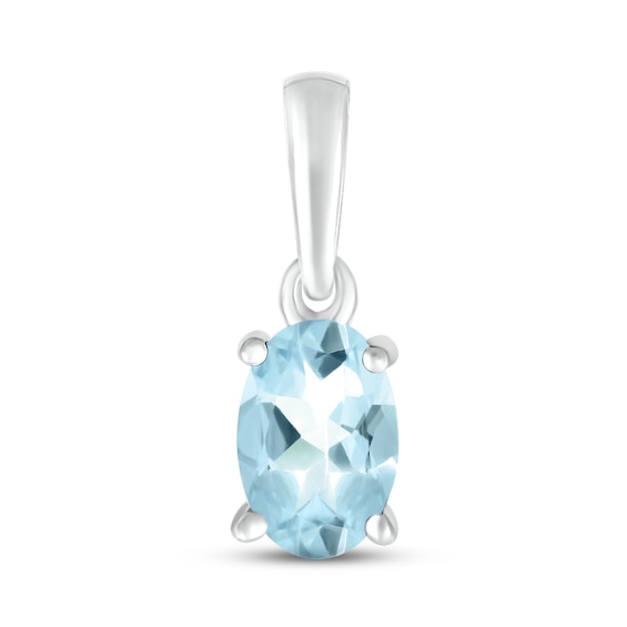 Aquamarine Birthstone Pendant 10K White Gold