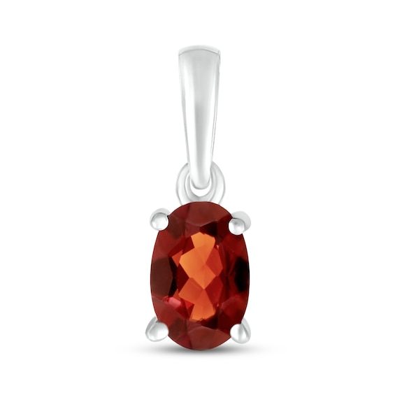 Garnet Birthstone Pendant 10K White Gold
