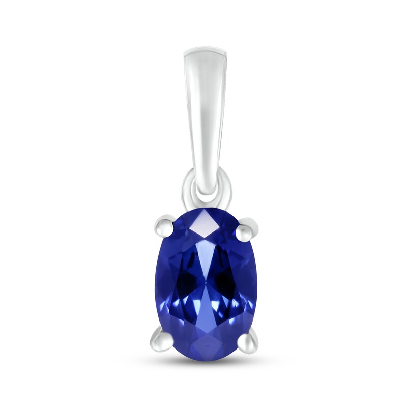 Blue Lab-Created Sapphire Birthstone Pendant 10K White Gold