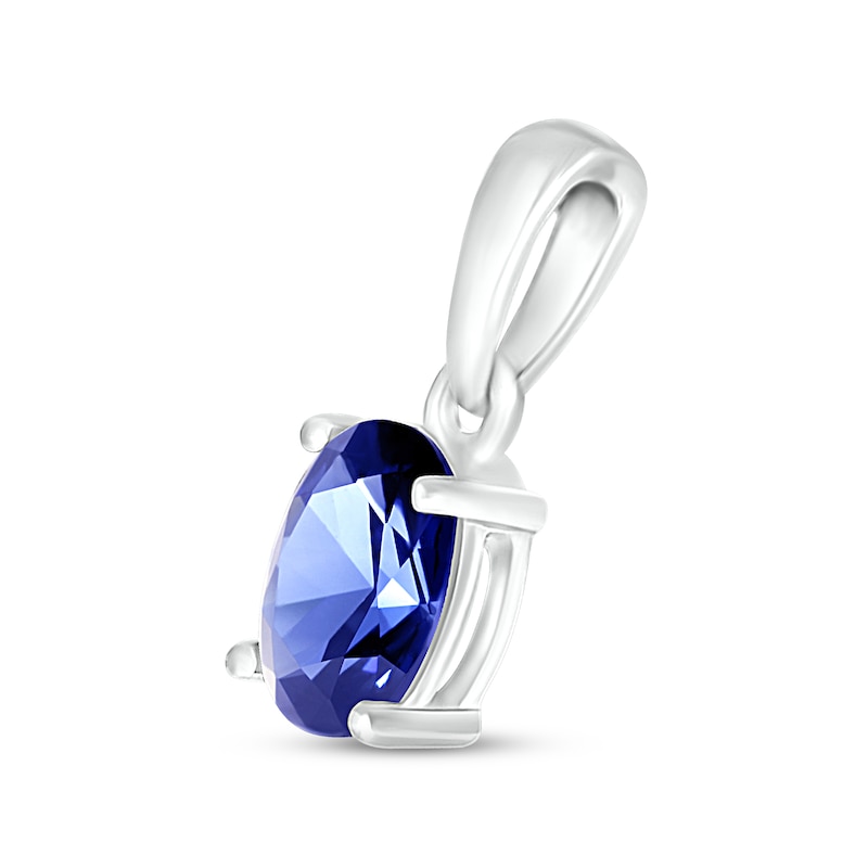 Blue Lab-Created Sapphire Birthstone Pendant 10K White Gold