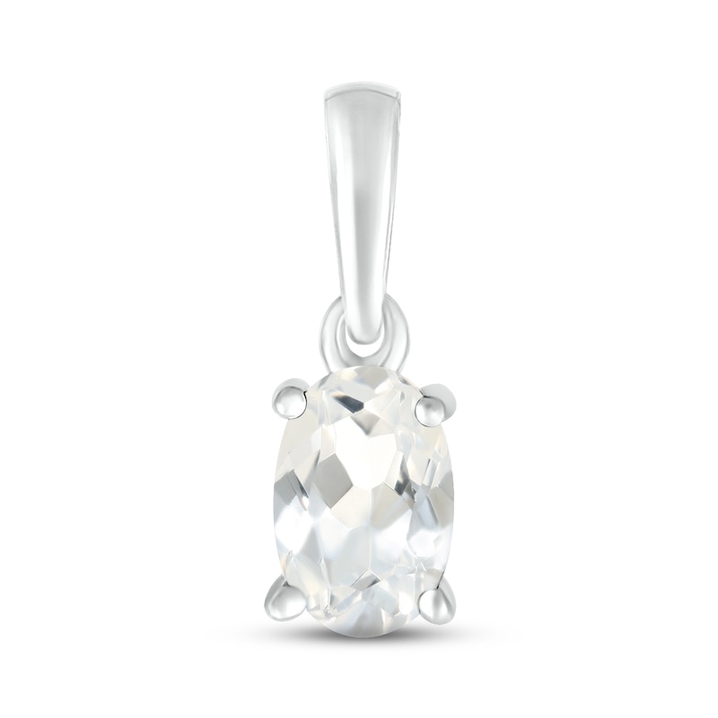 White Lab-Created Sapphire Birthstone Pendant 10K White Gold
