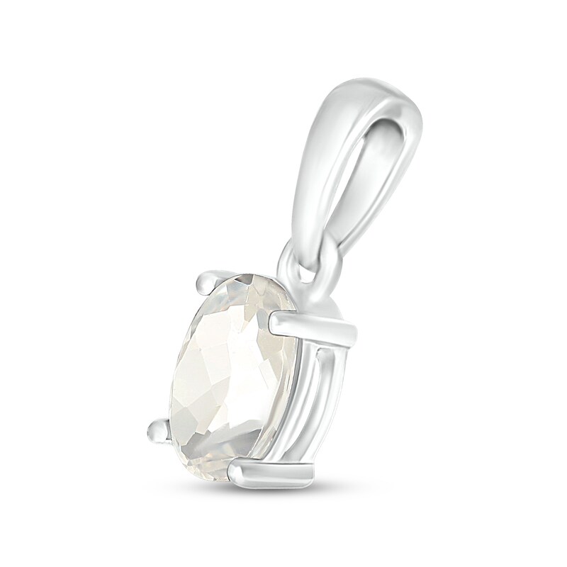 White Lab-Created Sapphire Birthstone Pendant 10K White Gold