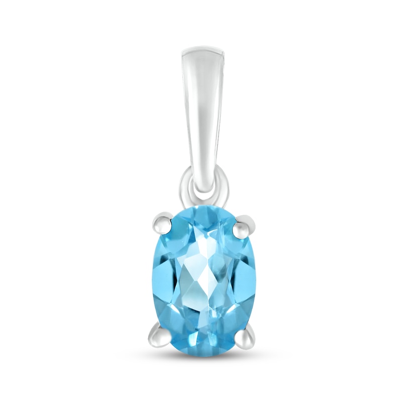 Swiss Blue Topaz Birthstone Pendant 10K White Gold