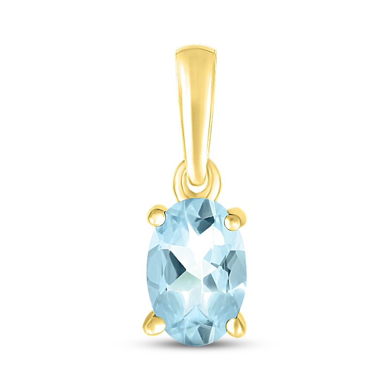 Main Image 1 of Aquamarine Birthstone Pendant 10K Yellow Gold