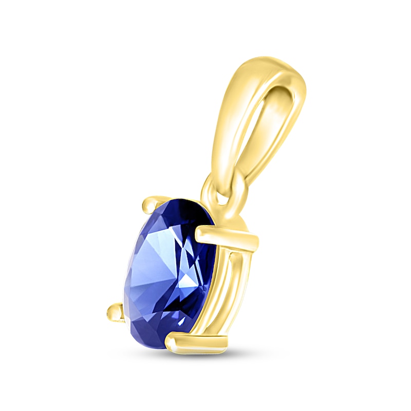 Main Image 2 of Blue Lab-Created Sapphire Birthstone Pendant 10K Yellow Gold