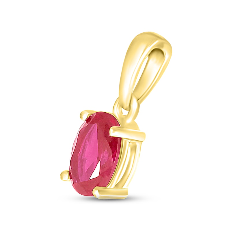 Main Image 2 of Lab-Created Ruby Birthstone Pendant 10K Yellow Gold