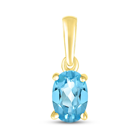 Swiss Blue Topaz Birthstone Pendant 10K Yellow Gold