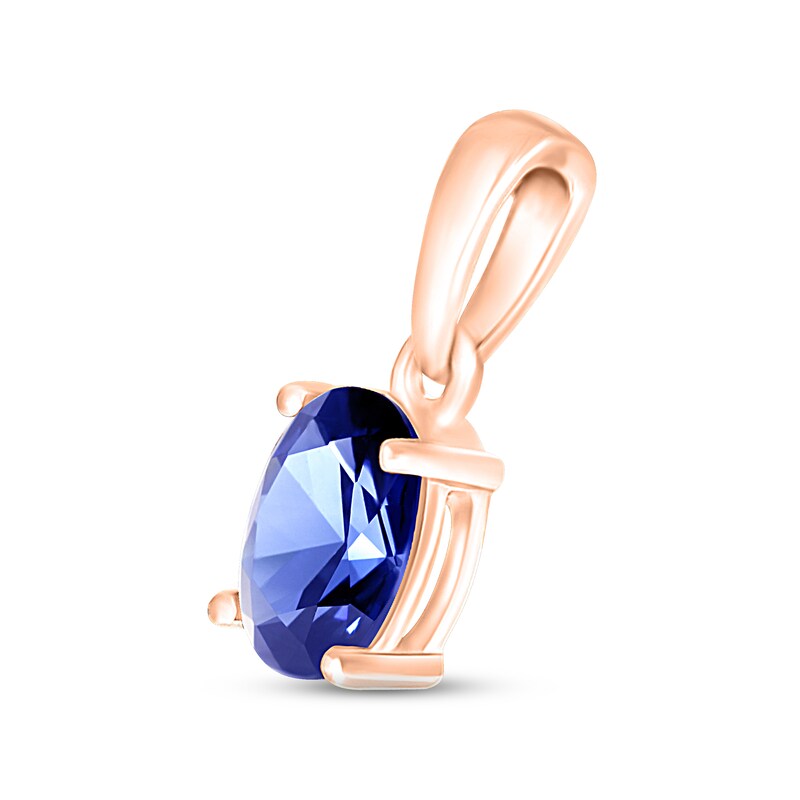 Main Image 2 of Blue Lab-Created Sapphire Birthstone Pendant 10K Rose Gold
