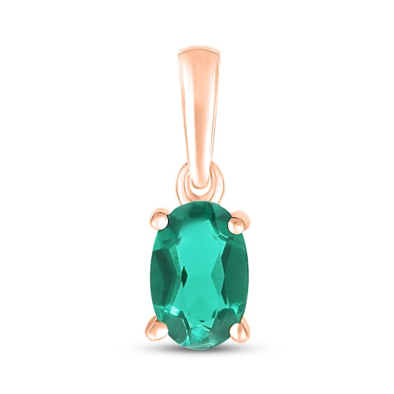 Lab-Created Emerald Birthstone Pendant 10K Rose Gold