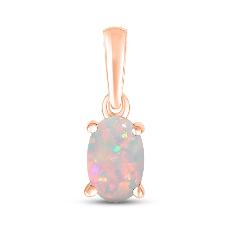 Lab-Created Opal Birthstone Pendant 10K Rose Gold