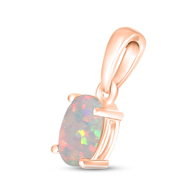 Lab-Created Opal Birthstone Pendant 10K Rose Gold