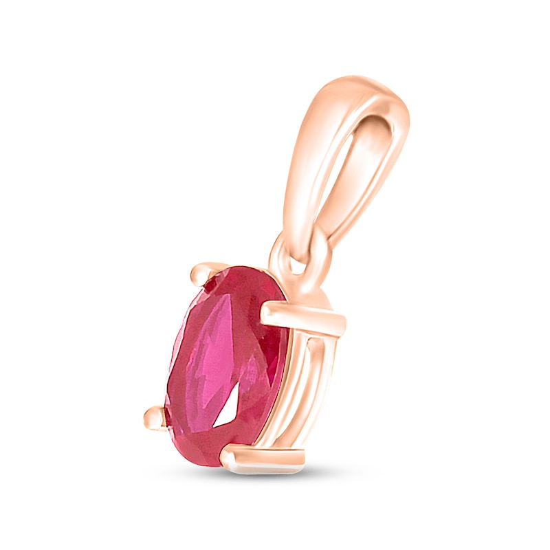 Main Image 2 of Lab-Created Ruby Birthstone Pendant 10K Rose Gold