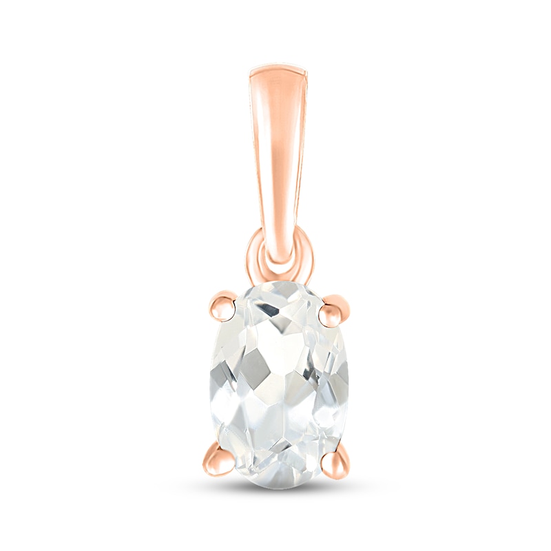 White Lab-Created Sapphire Birthstone Pendant 10K Rose Gold